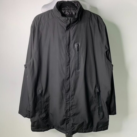 TUMI TECH Men's Packaway Travel Rain Black Fleece Jacket Size XL